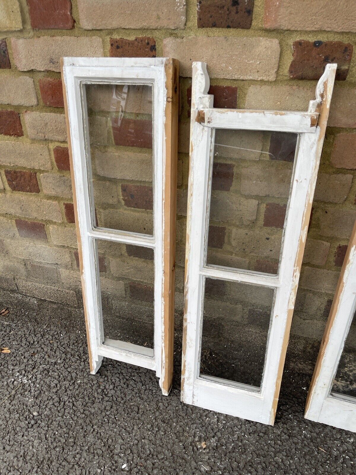 Two Pairs Of Reclaimed Old Victorian Panel Wooden Sash Windows Top and Bottom