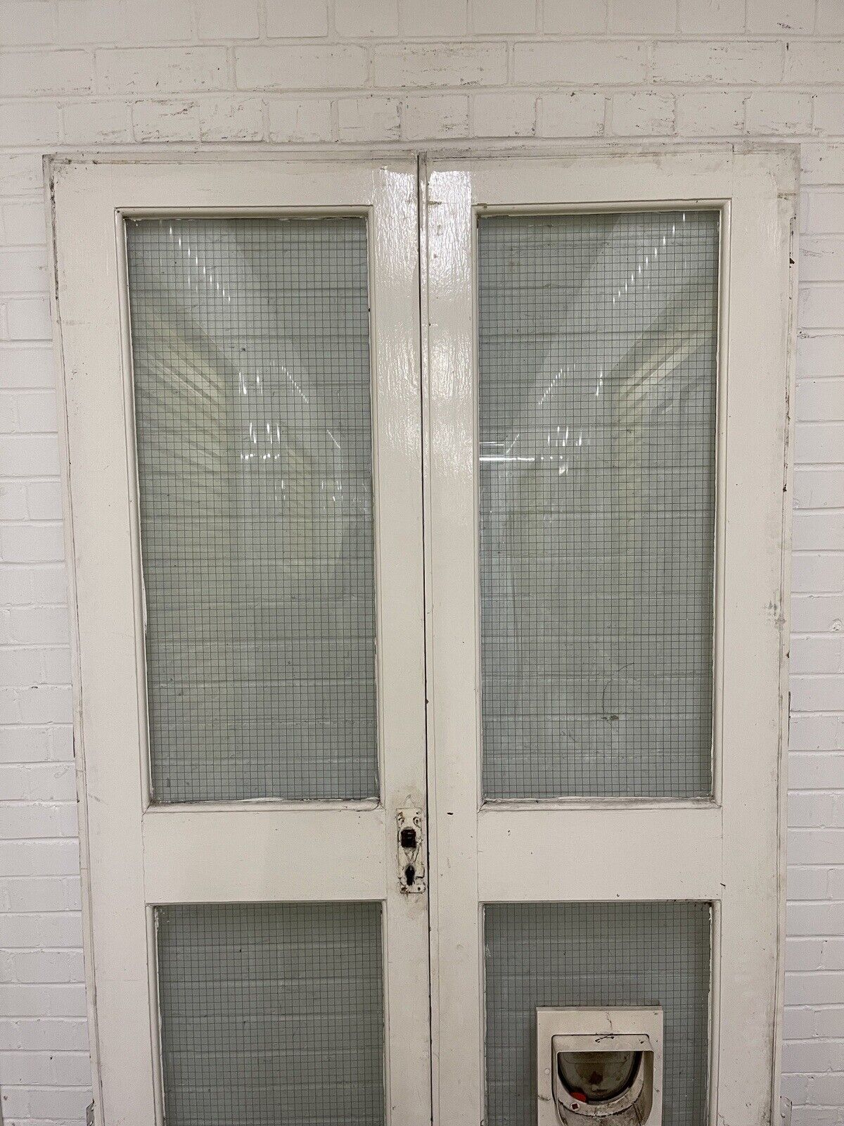 Reclaimed Old French Single Panel SAFETY Glass Wooden Double Doors 1225 x 1970mm