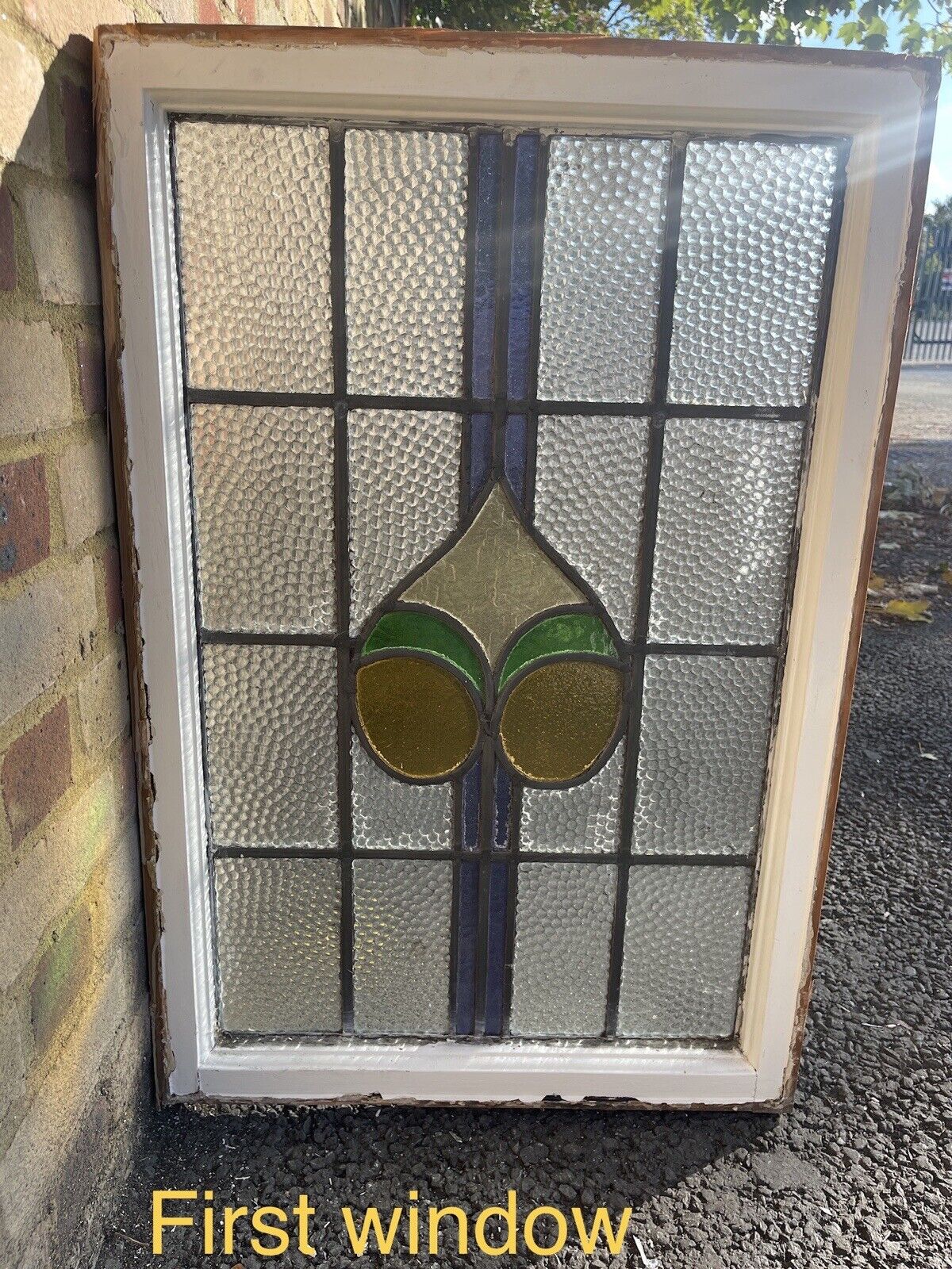 A Set Of Reclaimed Leaded Light Stained Glass Art Nouveau Window Panels