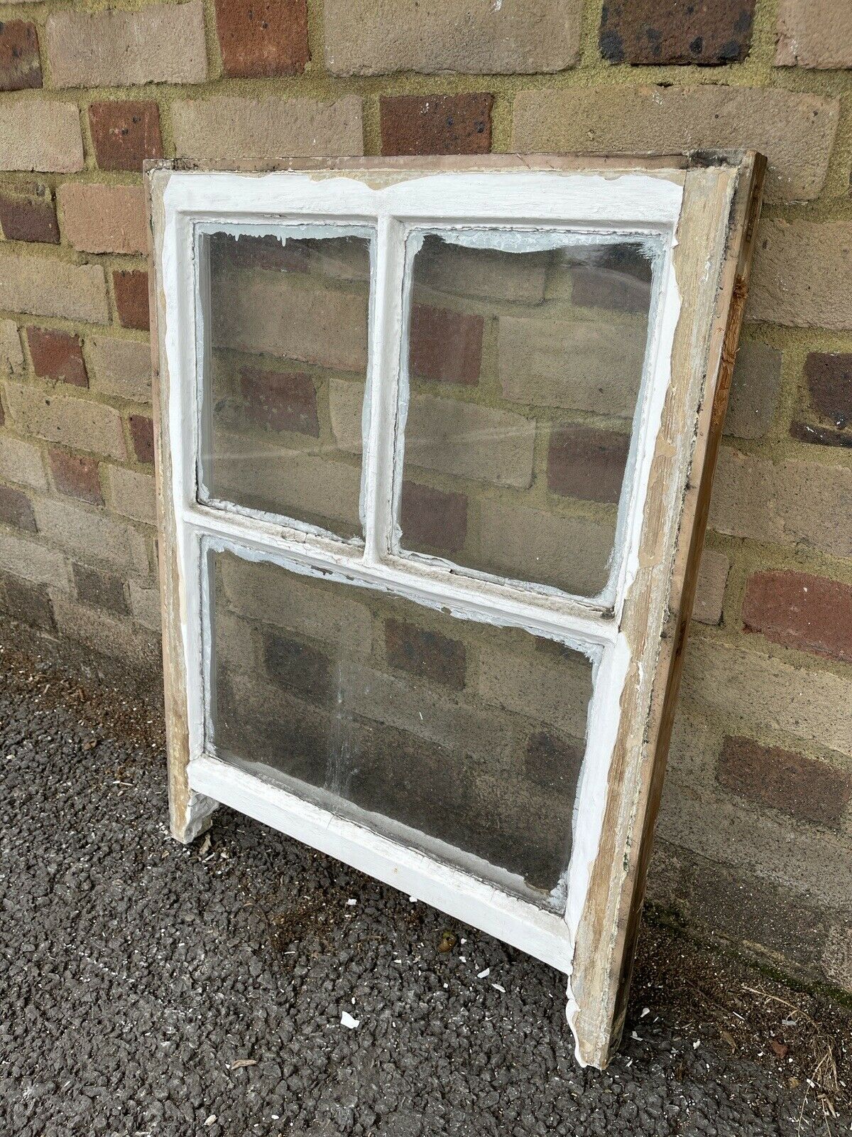 Reclaimed Old Georgian 3 Panel Wooden Sash Window 530 x 705mm