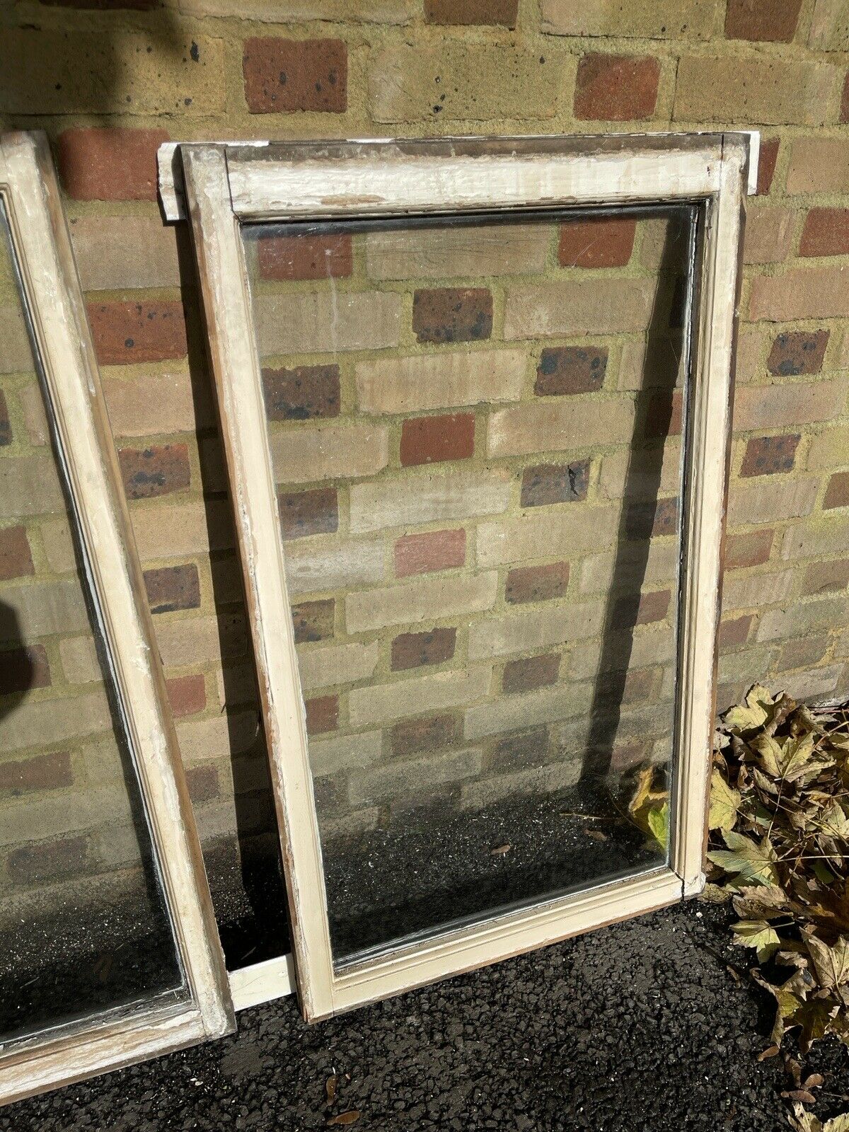 Job Lot Of Reclaimed Old Wooden Panel Sash Windows Cylinder Wavy Glass X 5