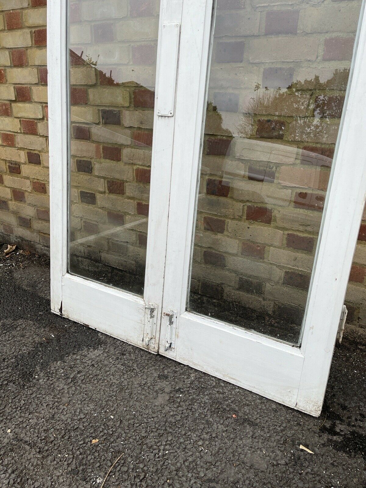 Reclaimed Old French Single Panel Glass Wooden Double Doors 1993 x 1145mm