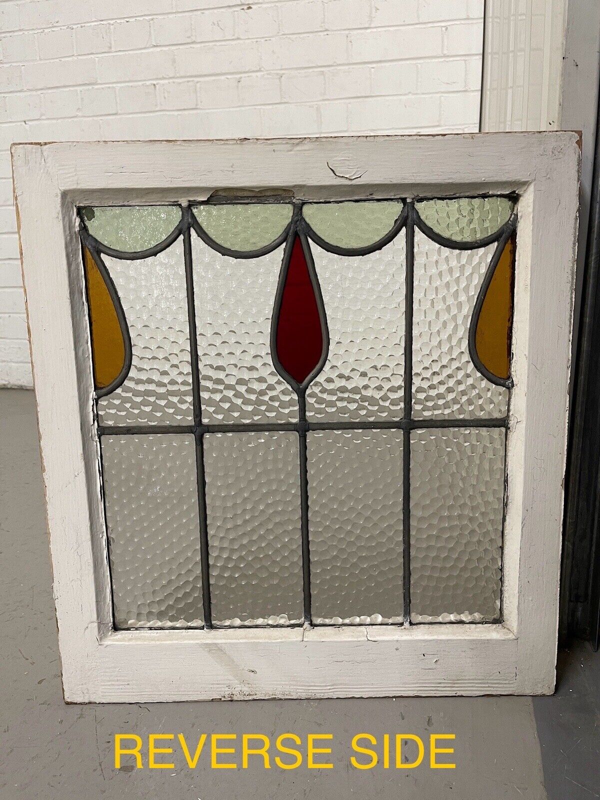 Reclaimed Leaded Light Stained Glass Window Panel 470 x 505mm