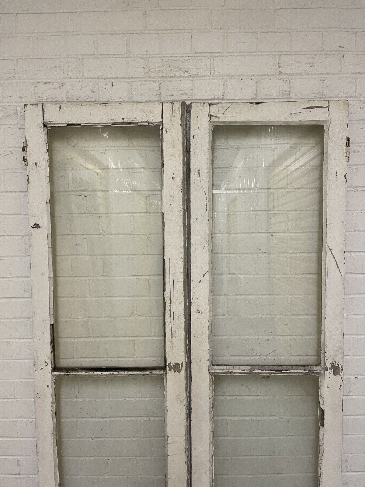Reclaimed Old French Single Panel Glass Wooden Double Doors 1975 x 1068mm