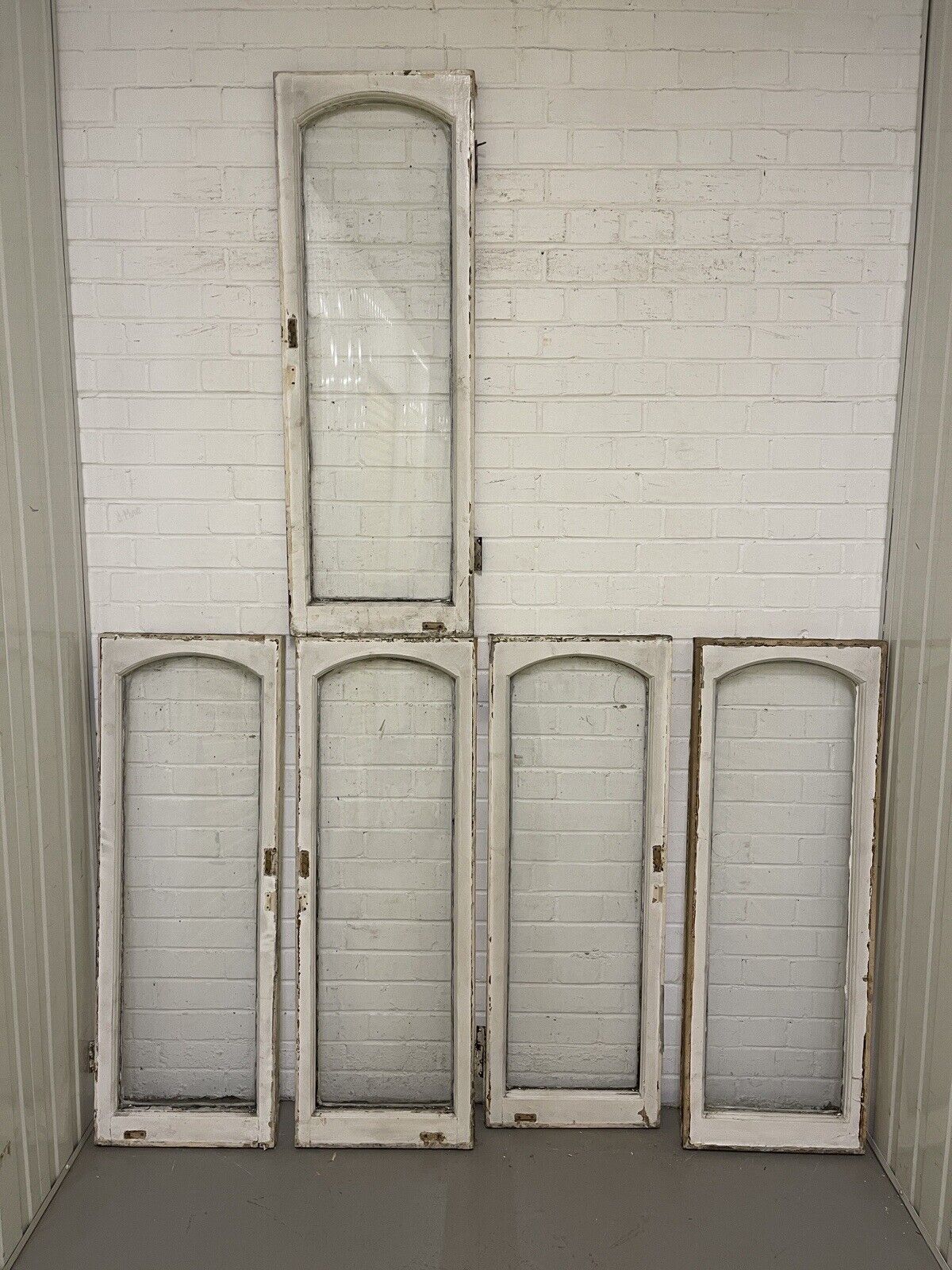 Job Lot Of 5 Reclaimed Old Edwardian Arch Wooden Windows 1160 x 413mm