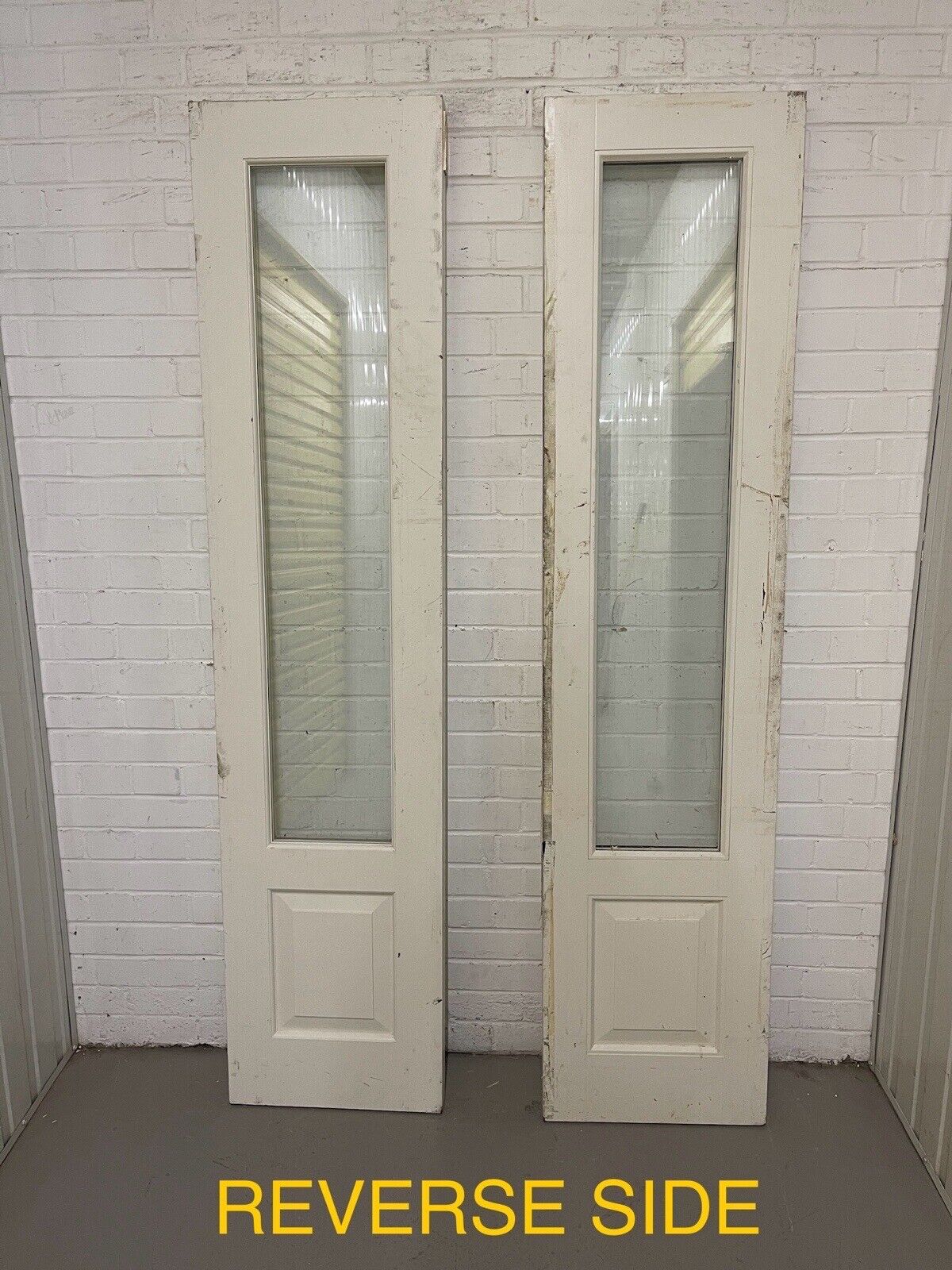 Large Pair Reclaimed Bespoke Wooden Side Light Windows Or Doors 1967 x 455mm