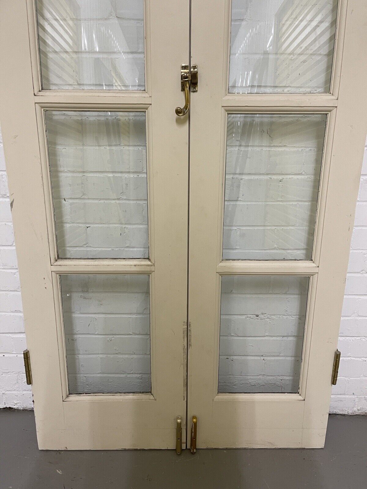 Reclaimed Old French Single Panel Glass Wooden Double Doors 2050 or 2055 x 913mm