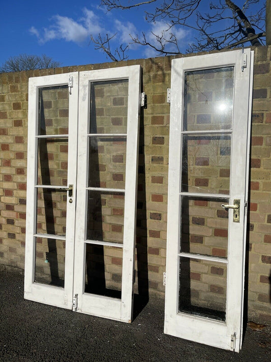Reclaimed French Single Panel Glass Wooden Double Doors 1965 x 1040mm