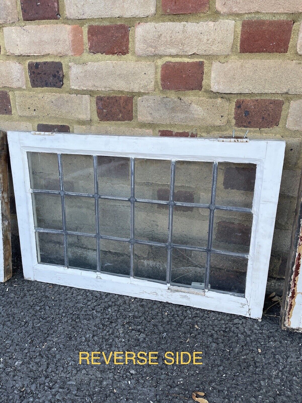Job Lot Of 4 Reclaimed Leaded Light Panel Wooden Windows