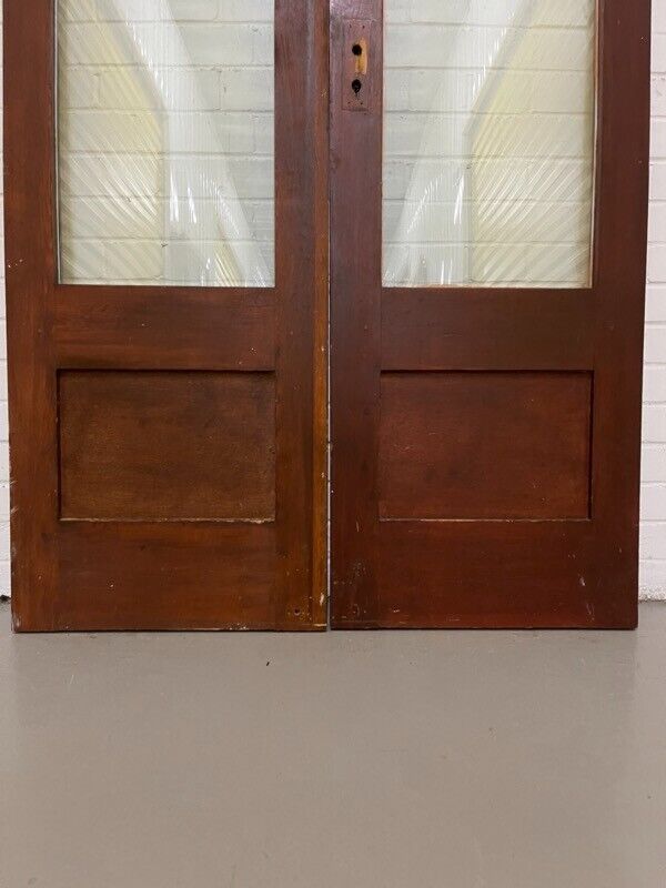 Reclaimed Old French Double Glazed Glass Wooden Double Doors 1980 x 1100mm