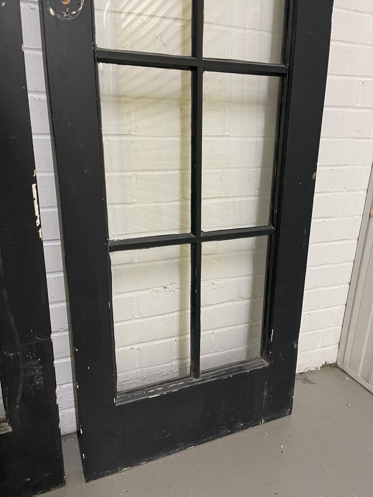 Reclaimed French Single Panel Glass Wooden Double Doors 2093 x 593 2095 x 608mm