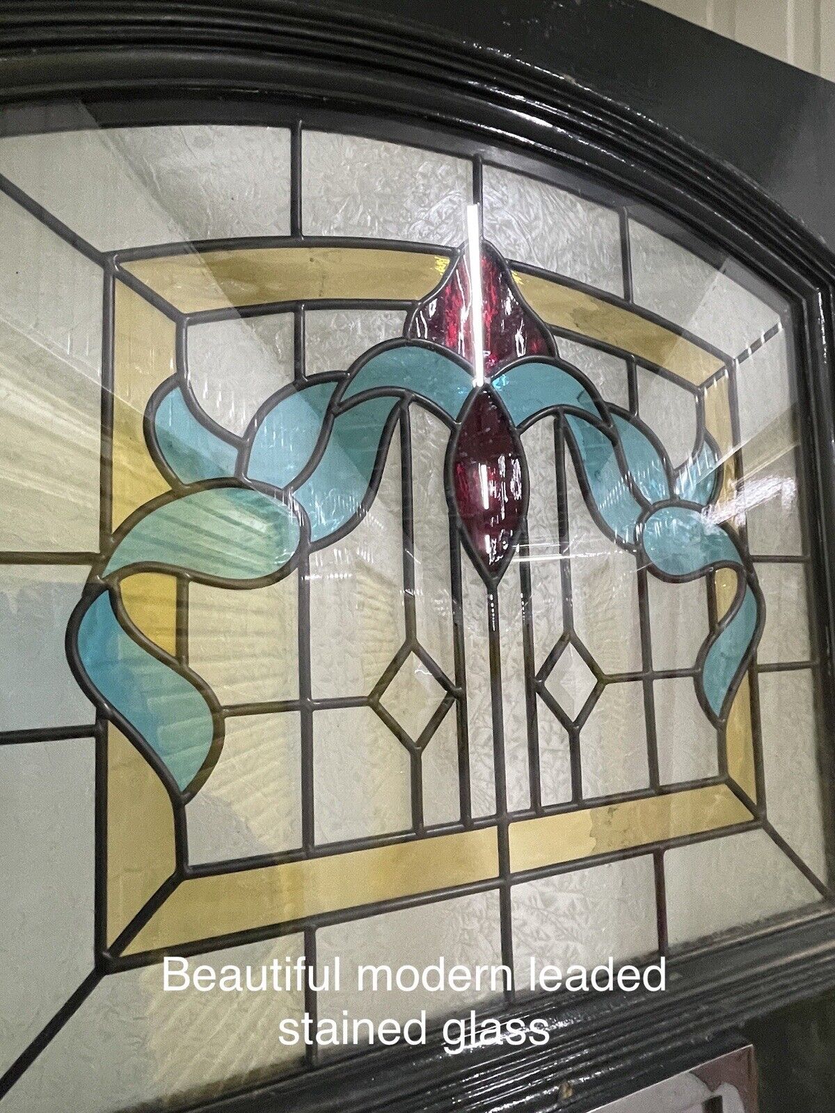 Reclaimed Style Edwardian Leaded Glass Wooden Panel Front Door 2073 x 860mm