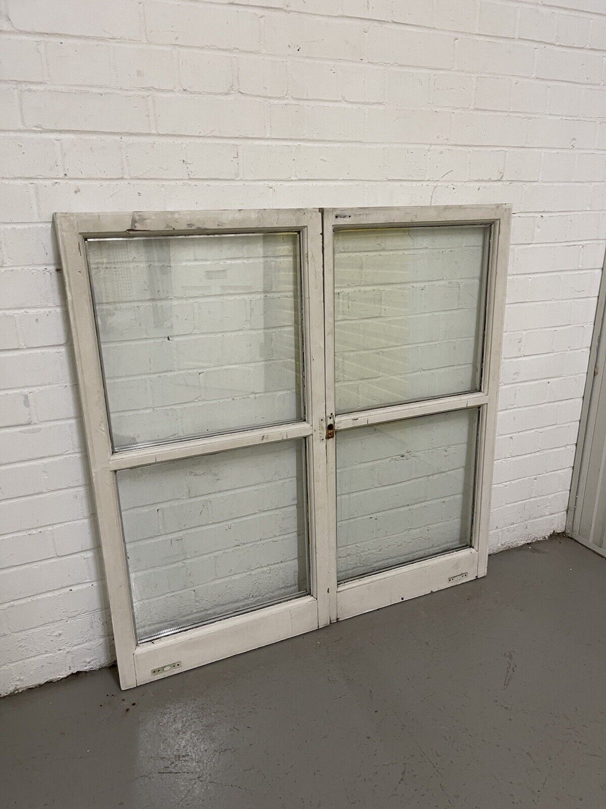 Pair Of French Interlocking Double Glazed Wooden Windows 1030mm x 1022mm