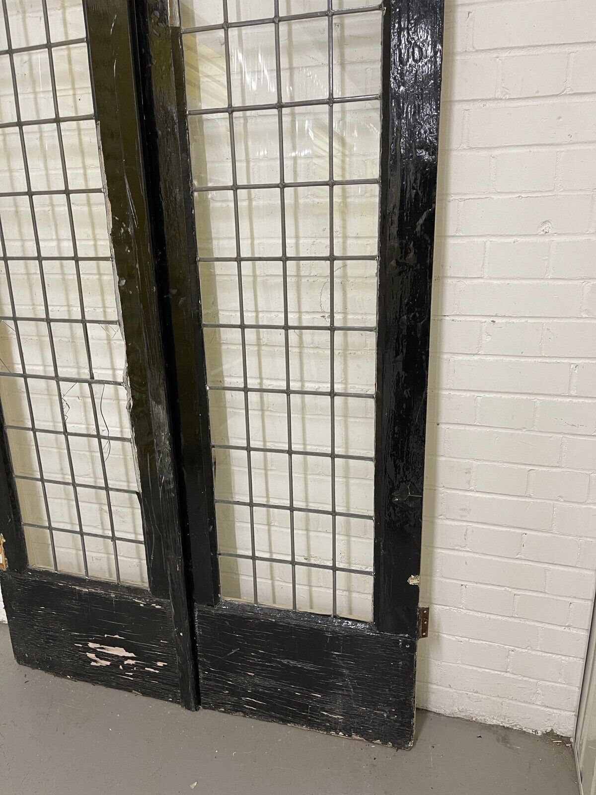 Reclaimed Old French Leaded Single Panel Glass Wooden Double Doors 2020 x 1120mm