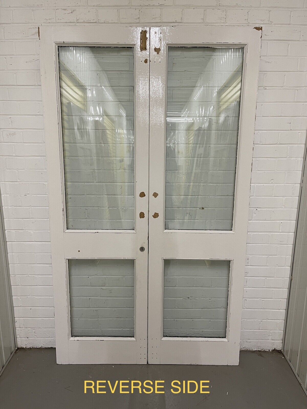 Reclaimed Old French Double Glazed Glass Wooden Double Doors 1978 x 1163mm