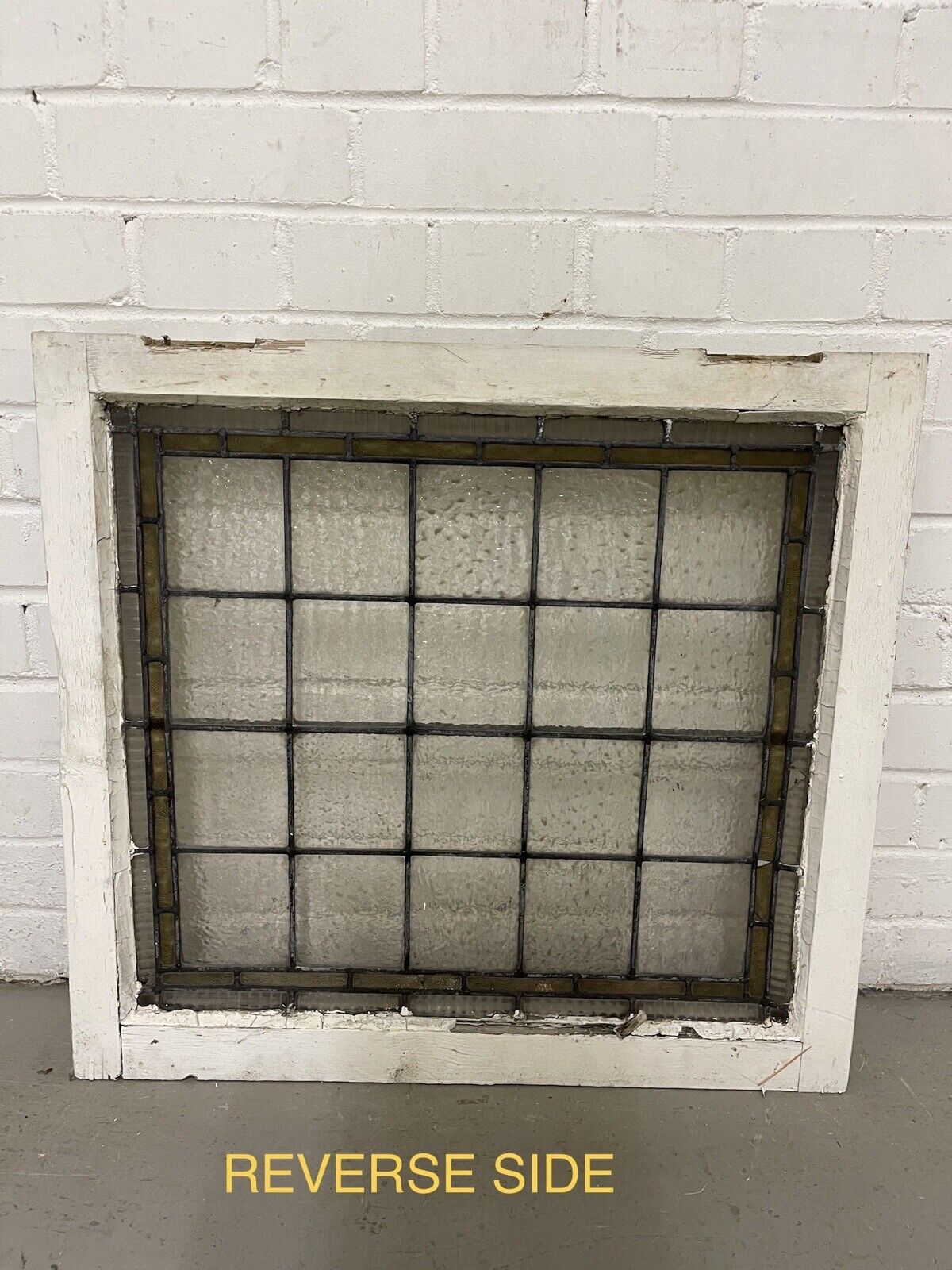 Pair Of Reclaimed Leaded Light Stained Glass Wooden Window Panels