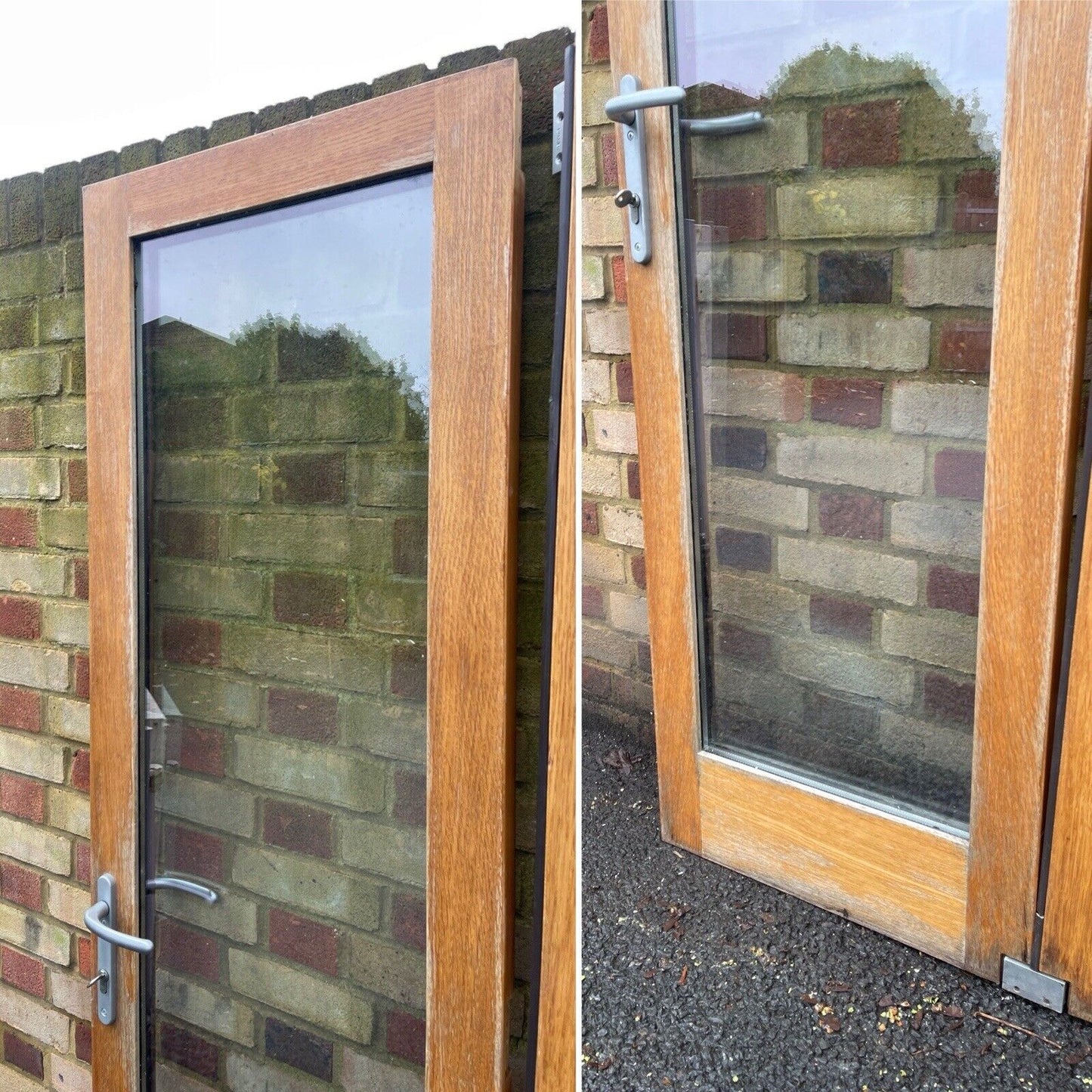 Solid Oak Double Glazed Bifold Sliding External Doors NO FRAME 1970 x 1710mm