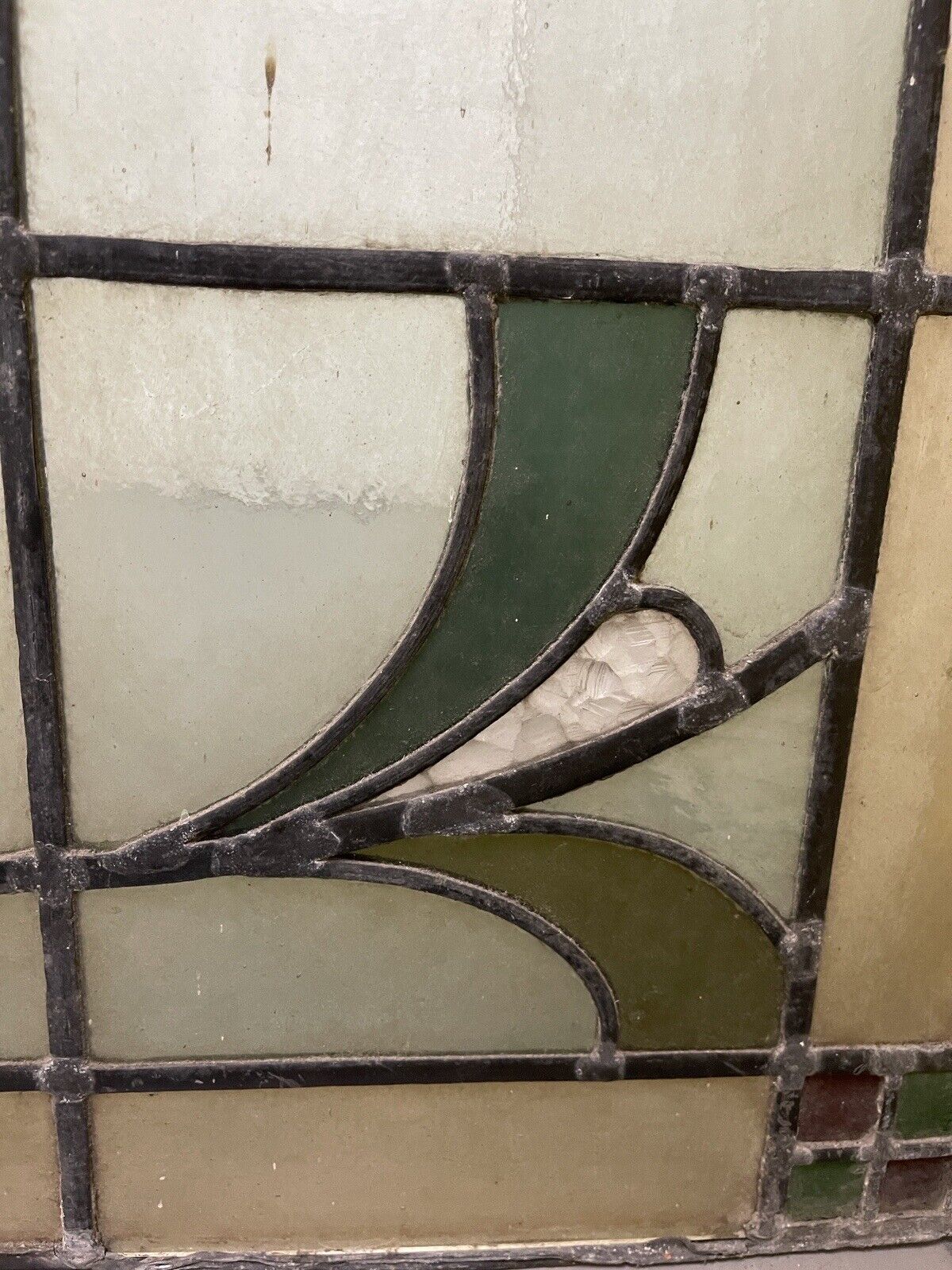 Reclaimed Leaded Light Stained Glass Art Nouveau Window Panel 680 x 655mm
