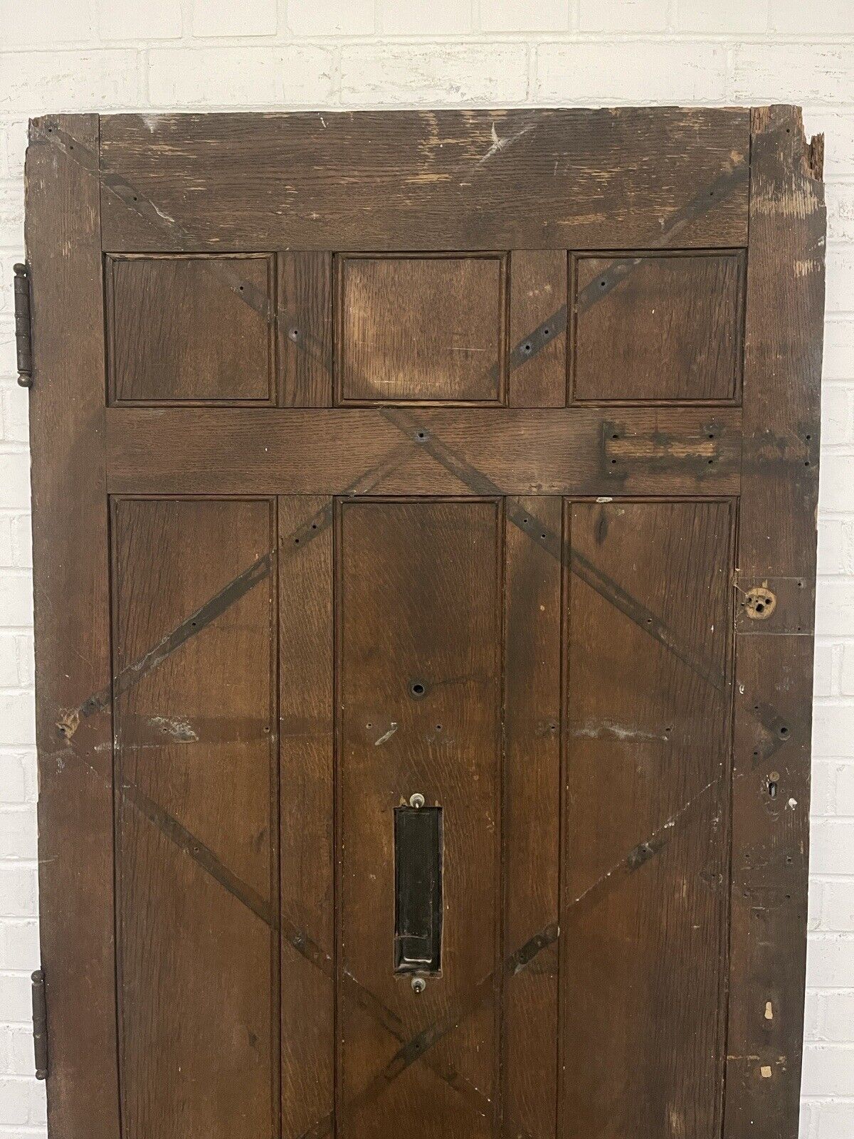 Reclaimed Old Oak Metal Studded Wooden Front Door 2060mm x 900mm