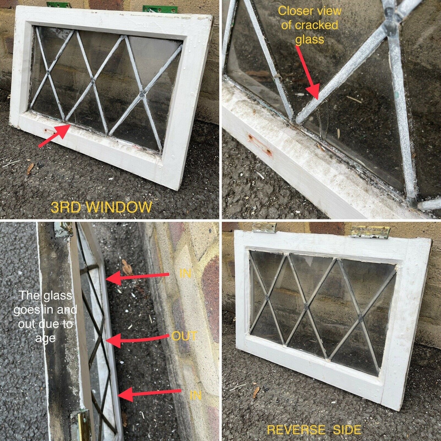 Job Lot Of 10 Reclaimed Leaded Light Diamond Panel Wooden Windows