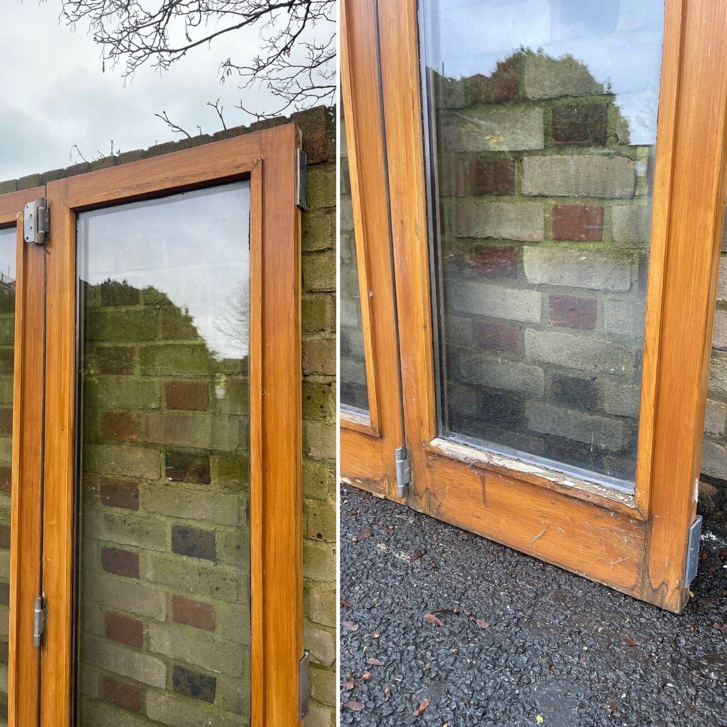 Solid Oak Double Glazed Bifold Sliding External Doors NO FRAME 1970 x 1720mm
