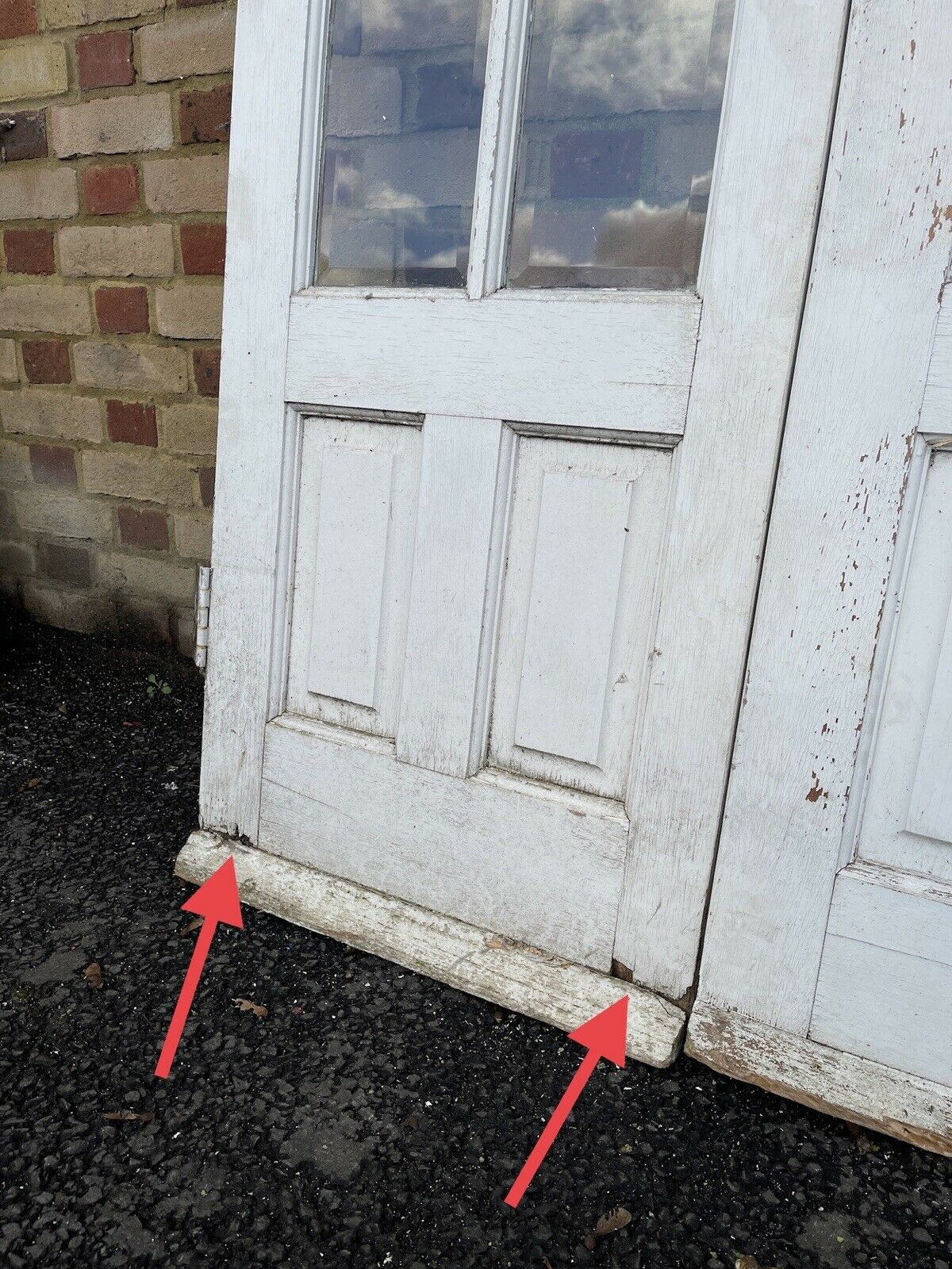 Reclaimed French Single Panel BEVELLED Glass Wooden Double Doors 1980 x 1100mm