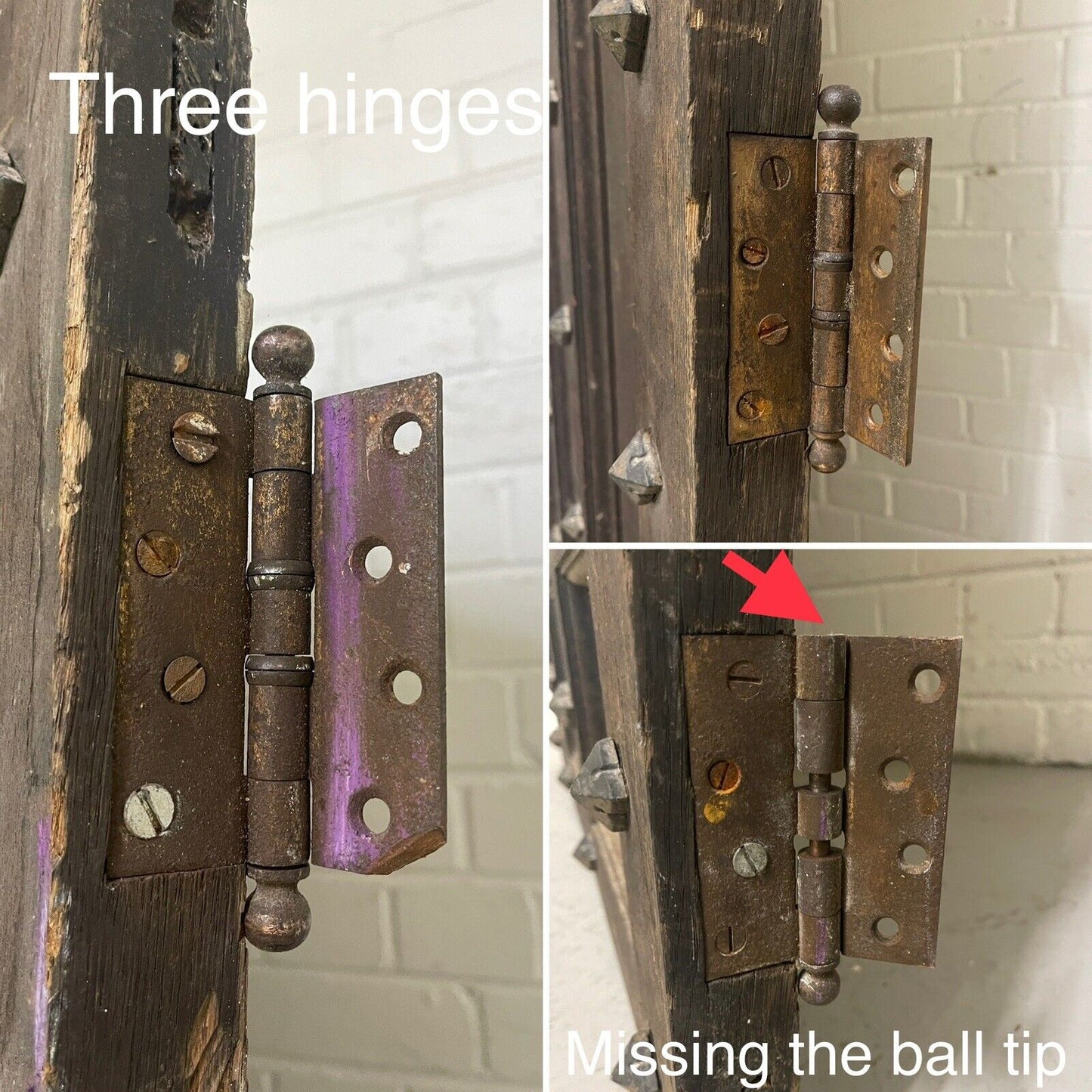 Reclaimed Old Oak Metal Studded Wooden Front Door 2060mm x 900mm