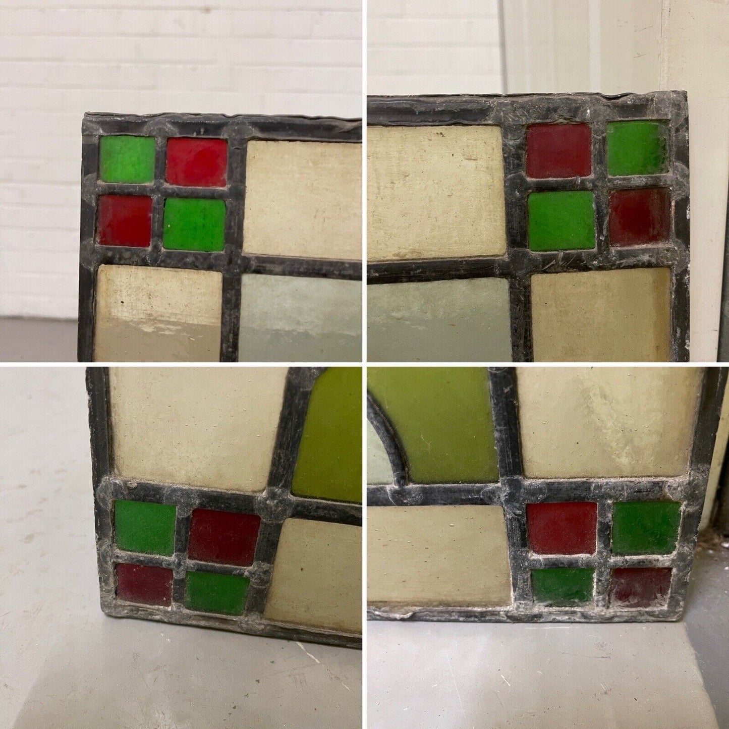 Reclaimed Leaded Light Stained Glass Art Nouveau Window Panel 680 x 620mm