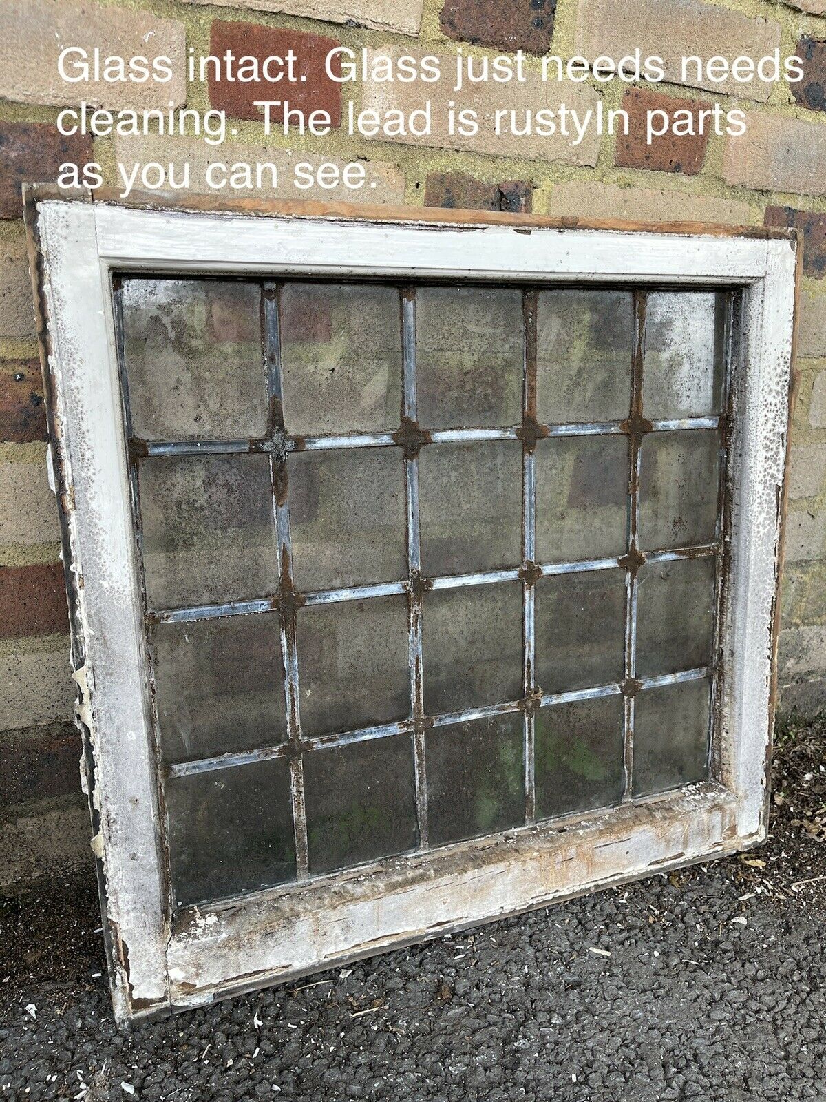 Job Lot Of 5 Reclaimed Leaded Light Panel Wooden Window