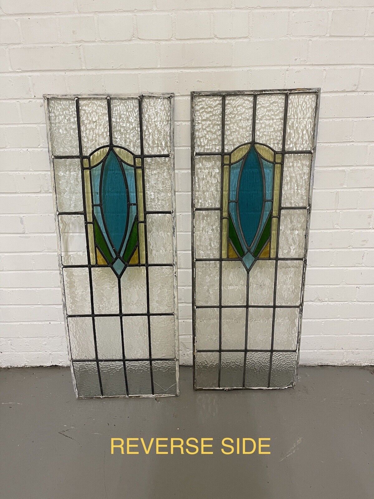 Reclaimed Art Nouveau Leaded Light Stained Glass Surround Panels