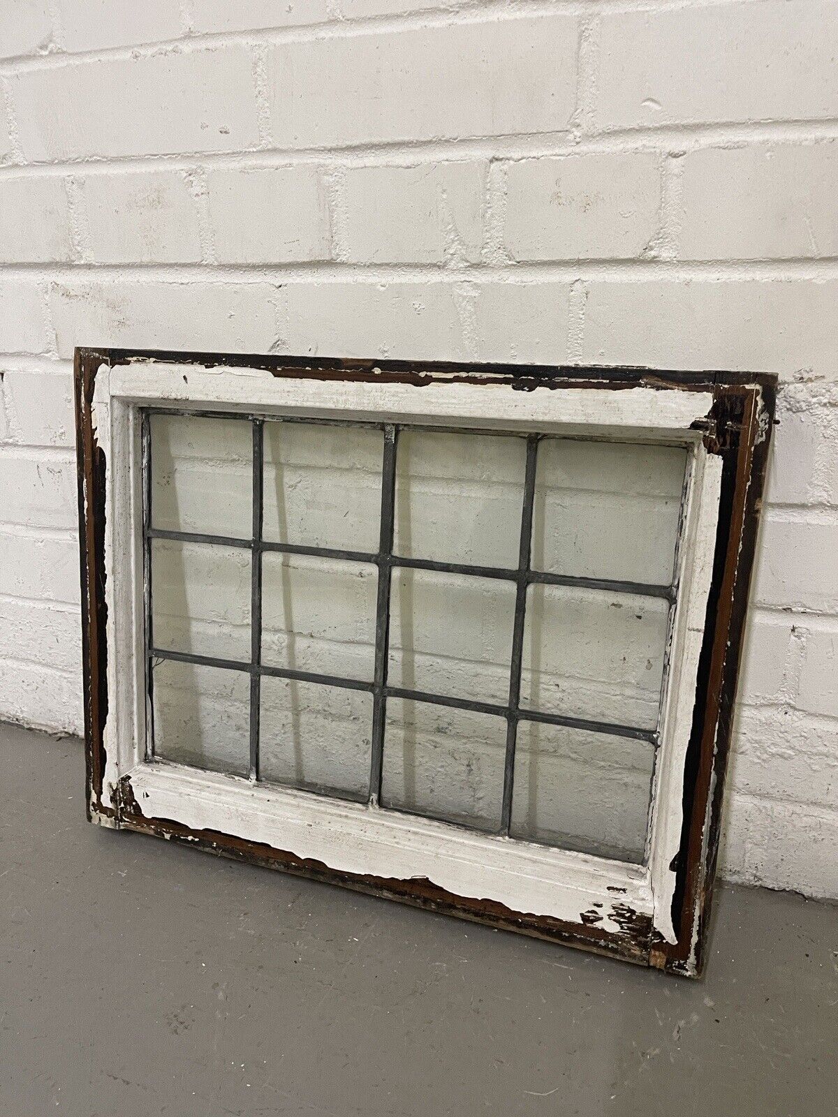 Reclaimed Leaded Light Panel Wooden Windows 410 x 520mm