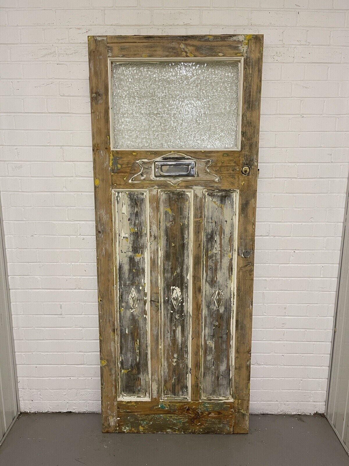 Reclaimed Old Edwardian Arts Crafts Wooden Panel Front Door 2025mm x 807mm