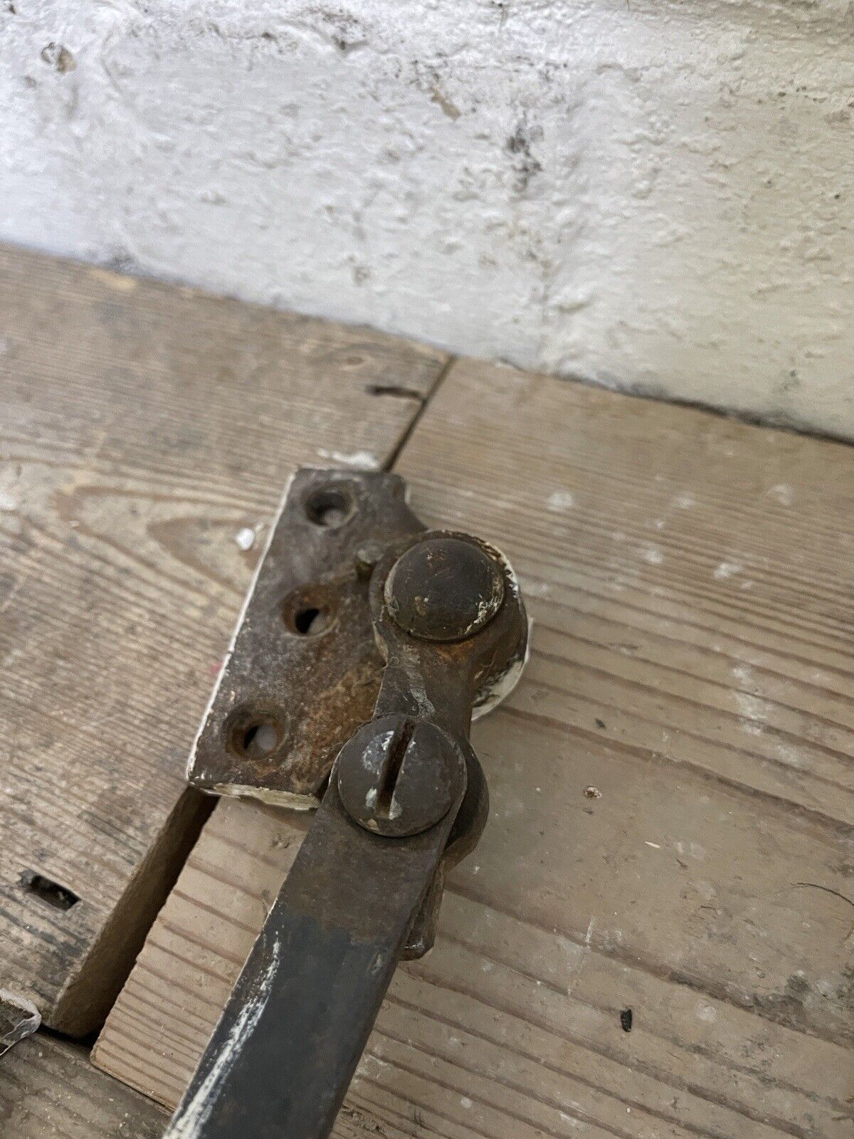 Large Pair Of Reclaimed Antique Old Cast Iron Window Handles and a Stay