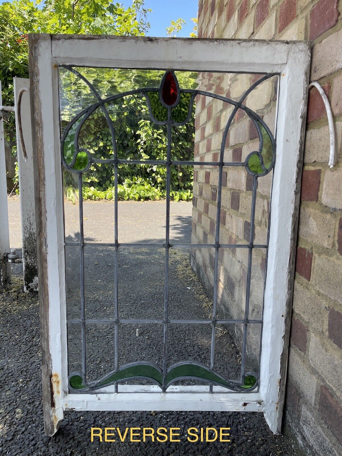 Reclaimed Leaded Light Stained Glass Art Nouveau Window Panel 835 x 530mm