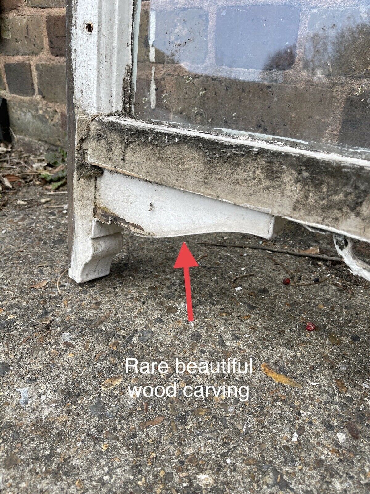 Reclaimed Old Edwardian Arch Panel Wooden Sash Window Rare Wood Carving