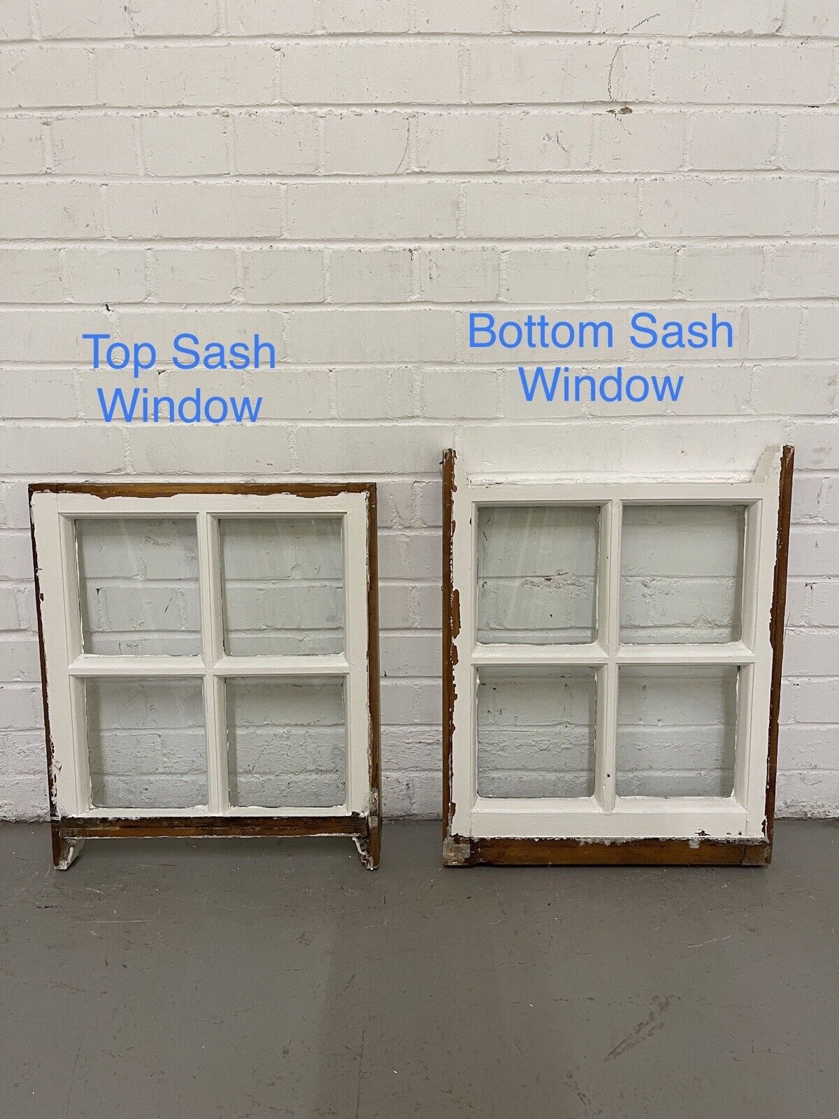 Pair Of Reclaimed Georgian 4 Panel Wooden Panel Sash Window 547 x 463mm