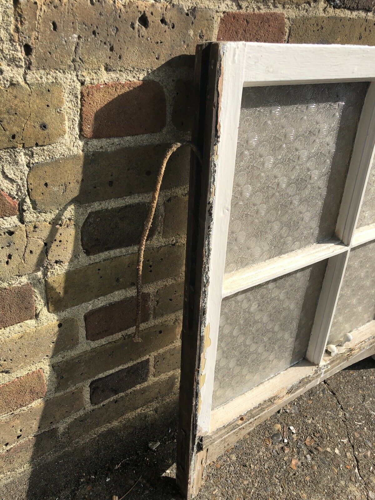 Reclaimed Old Georgian 4 Panel Wooden Sash Window WITH Beautiful Etched Glass