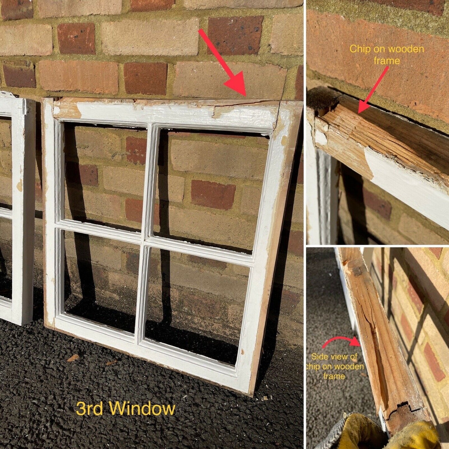 Job Lot Of Reclaimed Georgian 4 Panel Wooden Window NO GLASS Within Panels