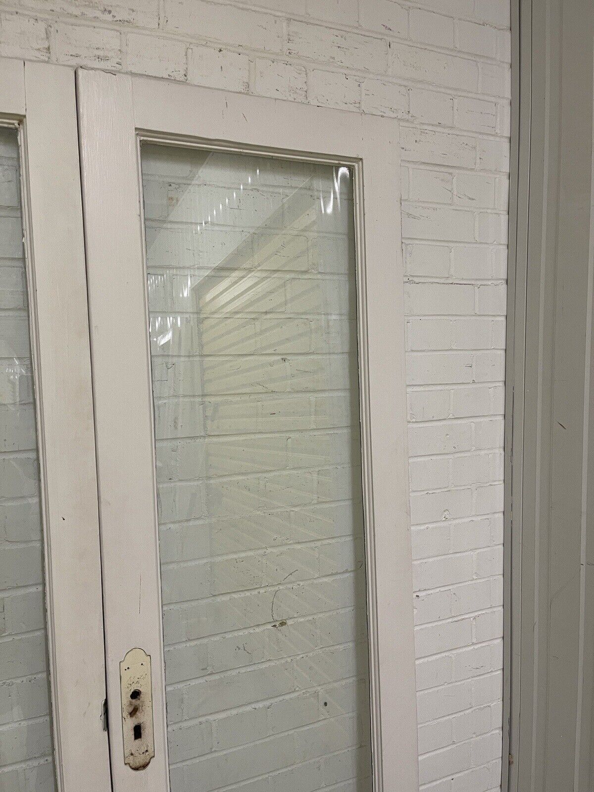 Reclaimed Georgian French Single Panel Glass Wooden Double Doors 1980 x 1170mm