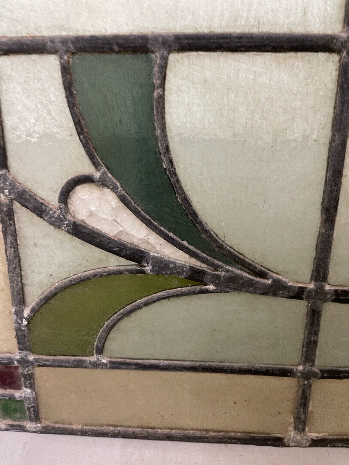 Reclaimed Leaded Light Stained Glass Art Nouveau Window Panel 680 x 660mm