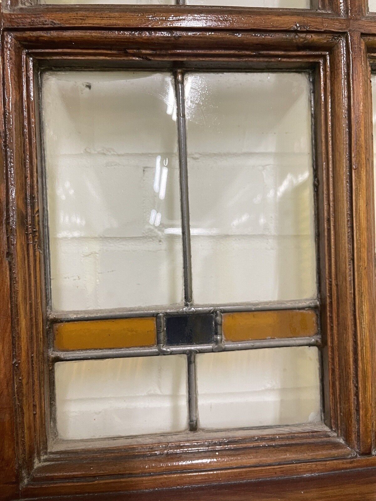 Reclaimed Old Edwardian Wooden Panel Front Door Stained Glass 2123mm x 910mm