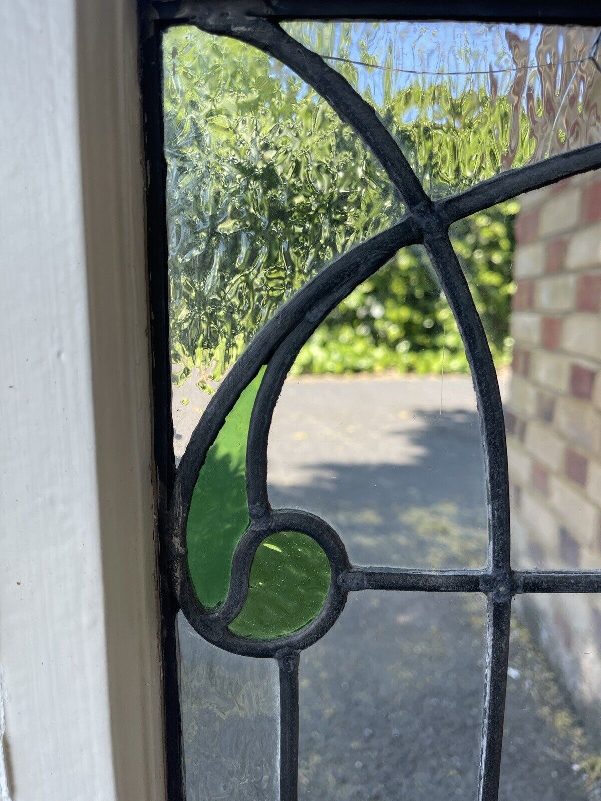 Reclaimed Leaded Light Stained Glass Art Nouveau Window Panel 835 x 530mm