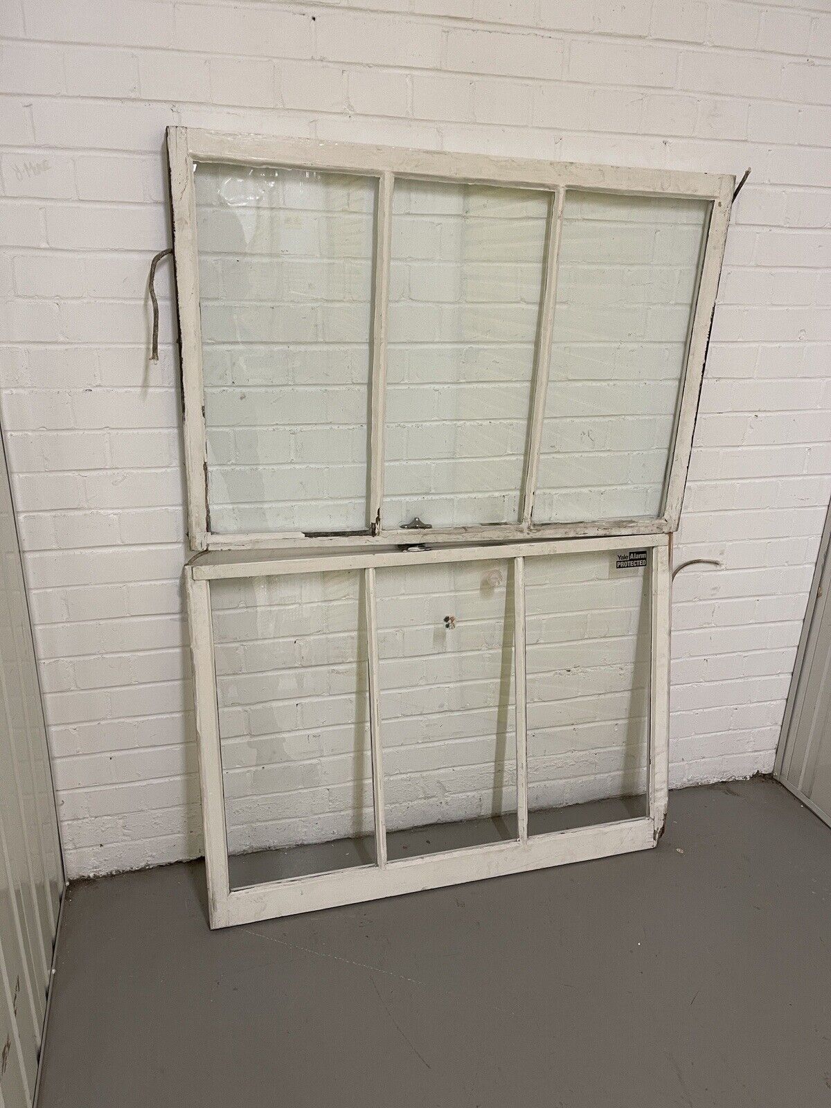 Pair Of Reclaimed Old Victorian Edwardian Three Wooden Panel Sash Windows