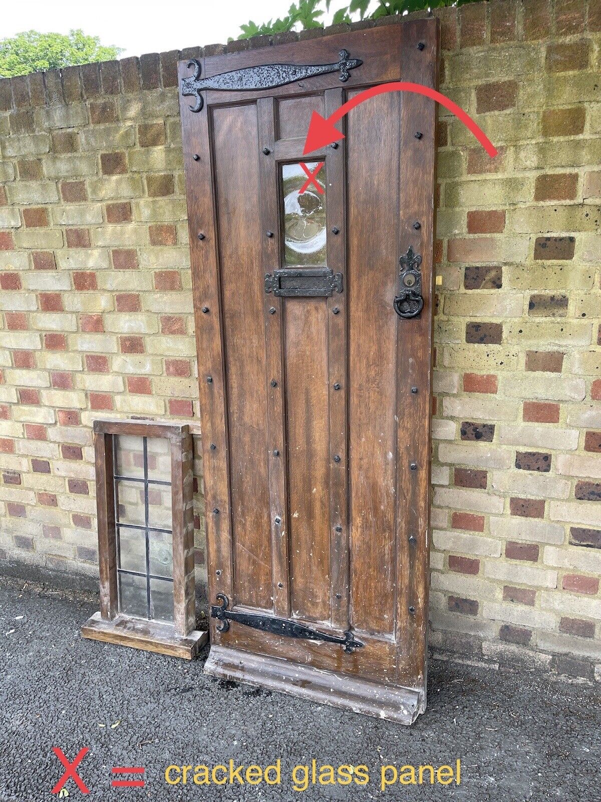 Reclaimed Oak Studded Wooden Front Door 1985 x 767mm With Wooden Side Window