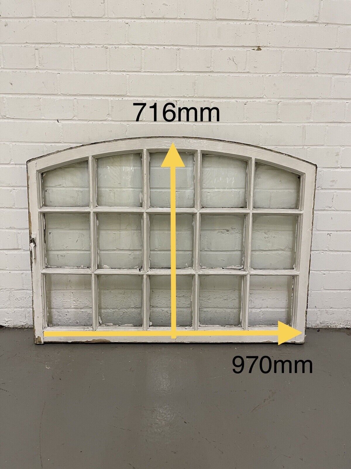 Reclaimed Old Georgian Arch Panel Wooden Sash Window 970 x 716mm