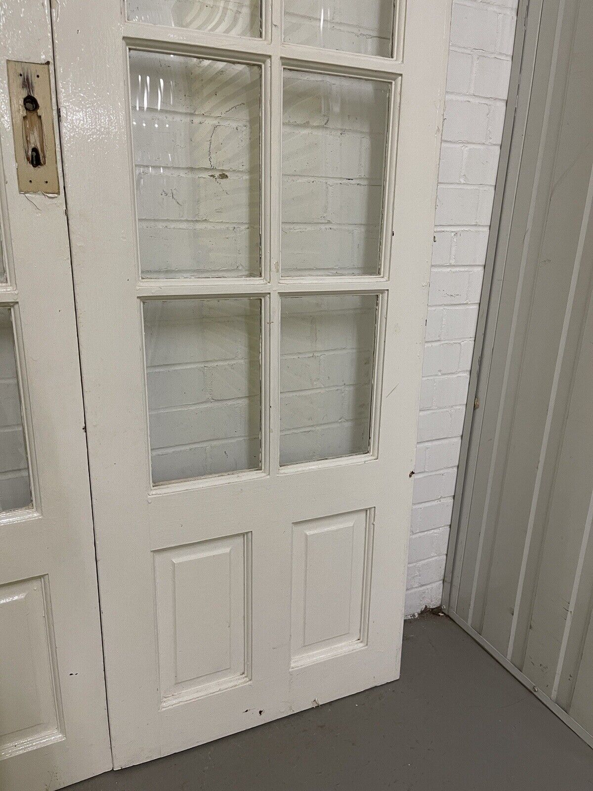 Reclaimed Old Georgian French Single Panel Glass Wooden Double Doors 1915 x 1170