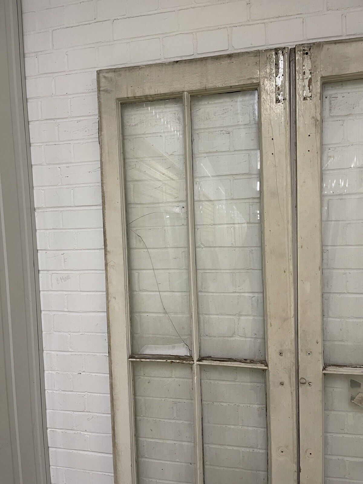 Reclaimed Georgian French Single Panel Glass Wooden Double Doors 2130 x 1210mm