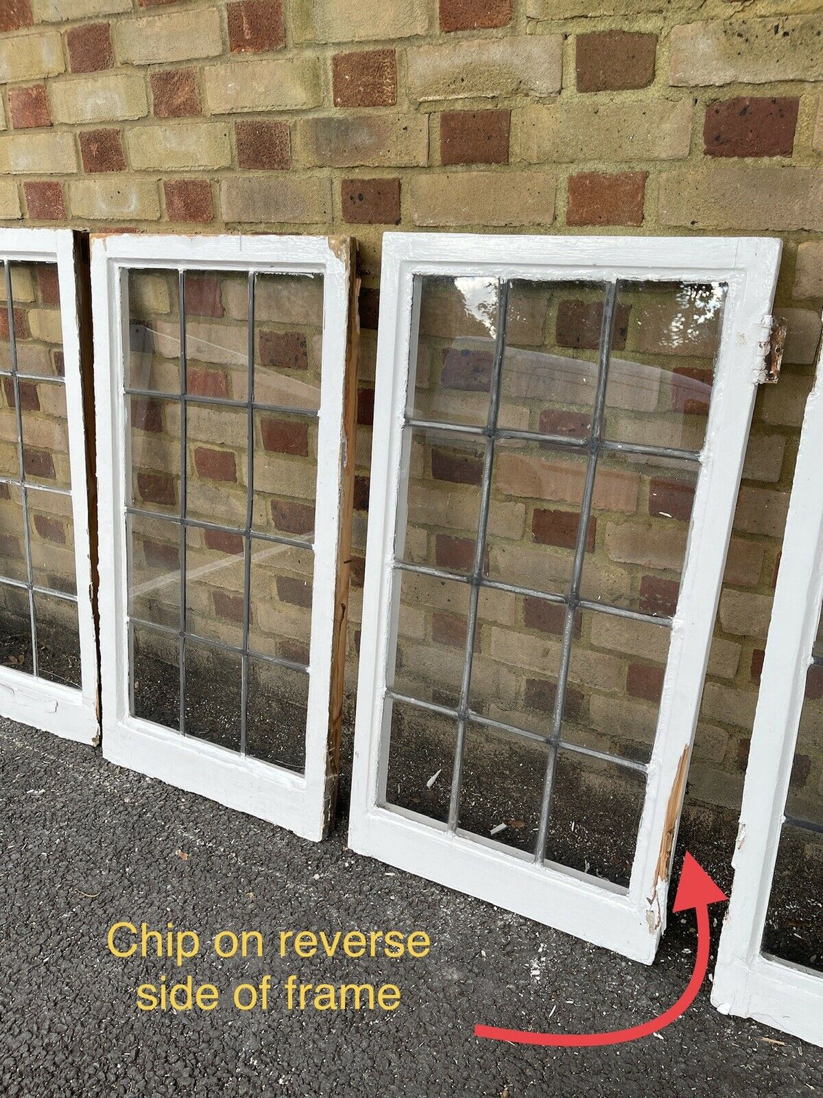 Job Lot Of 6 Reclaimed Leaded Light Panel Wooden Windows