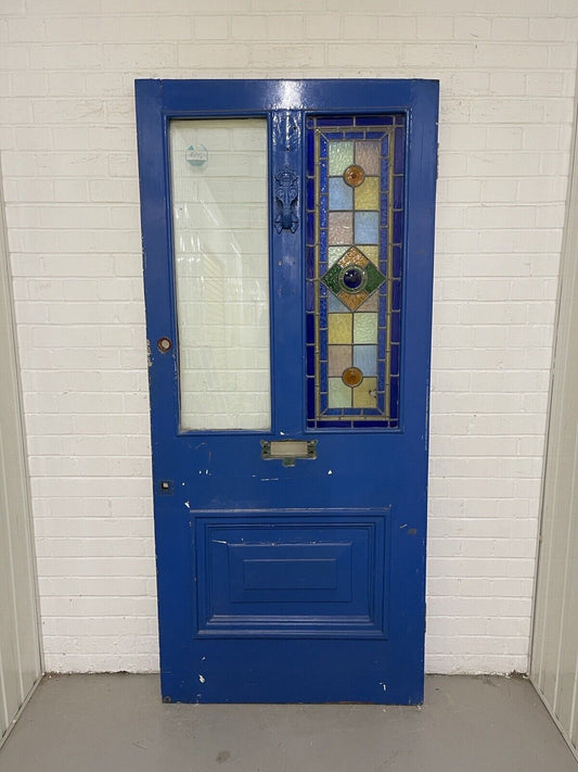 Reclaimed Victorian Stained Glass Wooden Panel External Front Door 2040 x 915mm