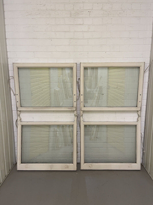 Two Pairs Of Double Glazed Wooden Sash Windows 803x687 798x715 803x688 803x715mm